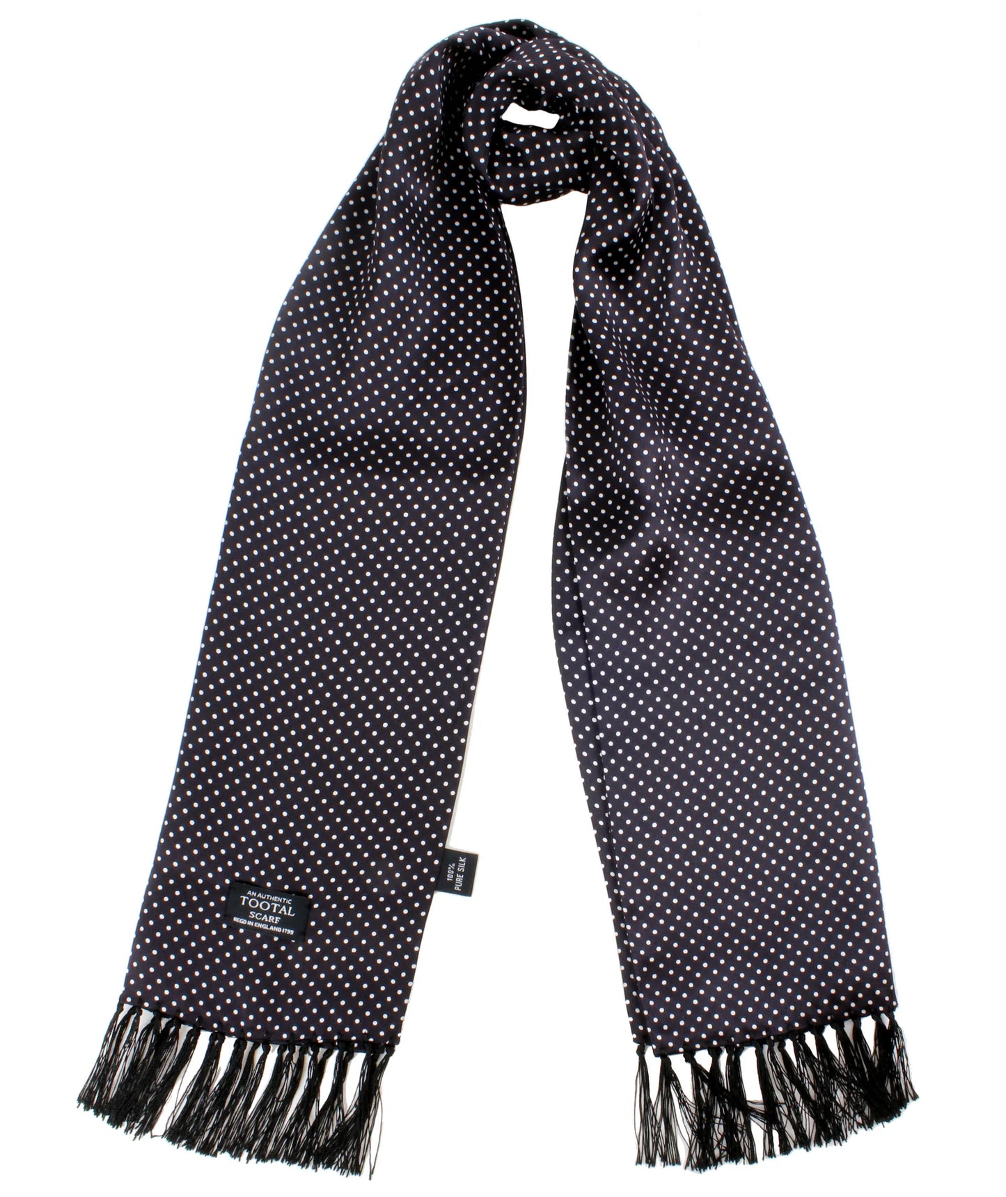 Tootal Vintage Black and White Small Polka Dot Print Silk Scarf