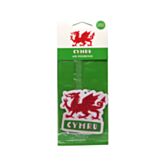 Pack of 1 x Welsh flag car air freshener with a green background