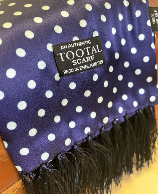 Tootal Dark Blue Large Polka Dot Print Silk Scarf