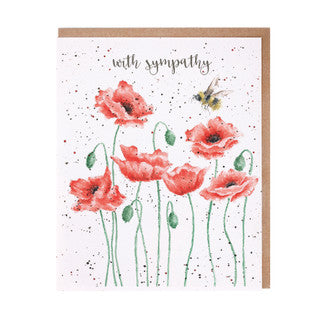 Wrendale Designs - Card - Poppies & Bee "Thinking of You Always"