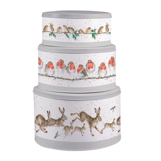 Wrendale Designs - Nest of 3 Deep Christmas Cake Tins