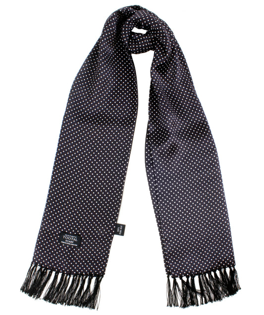 Tootal Vintage Black and White Small Polka Dot Print Silk Scarf
